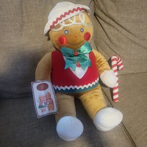 GINGERBREAD 1990 VTG. GIRL PLUSH STUFFED DOLL,‎ 22" W/TAGS, PREOWNED
